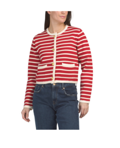 Image of sale on Wool Blend Striped Knit Cardigan