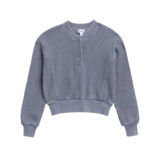 Image of sale on Girl’s Thermal Henley Sweatshirt, Size 7-14