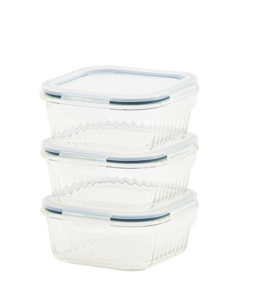 Image of sale on 3pk Fluted Glass Square Food Storage Containers