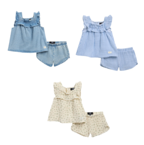 Image of sale on Stripe Cotton Seersucker Top & Shorts Set 0-24m