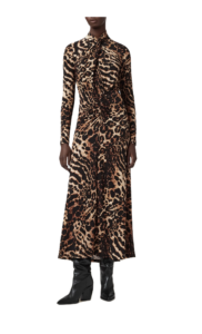 Image of sale on Mina Ruched Print Long Sleeve Maxi Dress
