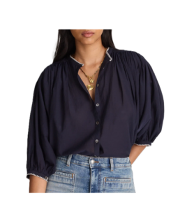 Image of sale on Shirred Voile Button-up Top
