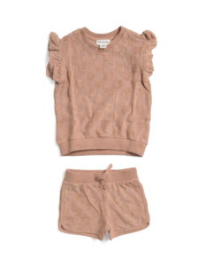 Image of sale on Infant Girls 2pc Embossed Terry Cloth Top and Shorts Set 3-24m