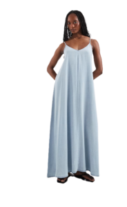 Image of sale on Chambray Maxi Dress in Light Blue