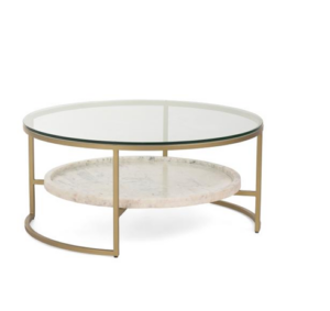 Image of sale on 39×17.75 Niccolo Marble Iron and Glass Coffee Table