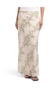 Image of sale on Linen Blend Floral Print Maxi Skirt