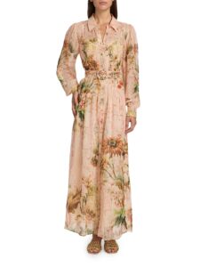 Image of sale on Afya Floral Belted Maxi Shirtdress