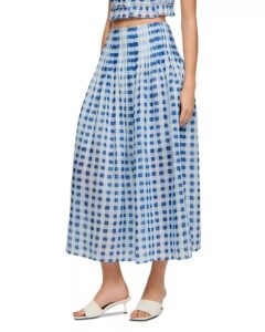 Image of sale on Poppy Gingham Linen Blend Maxi Skirt