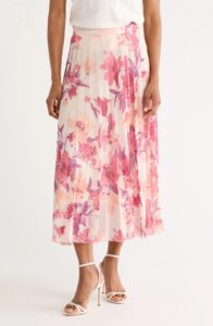 Image of sale on Pleated Floral Print Midi Skirt