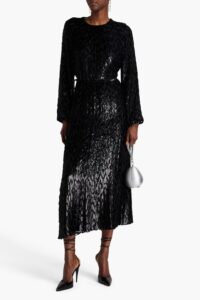 Image of sale on Odina Metallic Fil Coupé Lurex and Silk-blend Midi Dress
