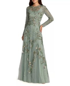 Image of sale on Embellished Tulle Long Sleeve a Line Gown