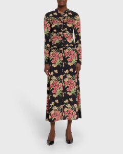 Image of sale on Cornelia Floral Long-sleeve Midi Dress