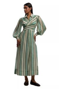 Image of sale on Women’s Stripe Organdie Wrap Shirt Dress