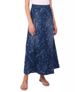 Image of sale on Women’s Smocked Waist Seamed Maxi Denim Skirt