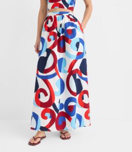 Image of sale on Swirl Poplin Maxi Pocket Skirt