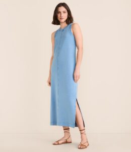Image of sale on Denim Washed Terrysoft Tank Midi Pocket Dress