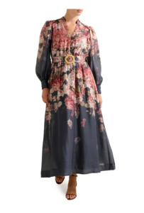 Image of sale on Peyton Belted Long Sleeve Button Front Maxi Dress
