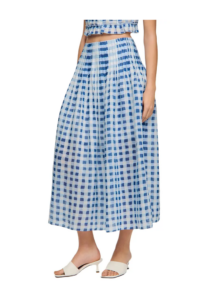 Image of sale on Long Gingham Linen Skirt