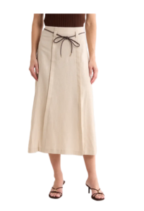 Image of sale on Linen Blend Belted Midi Skirt