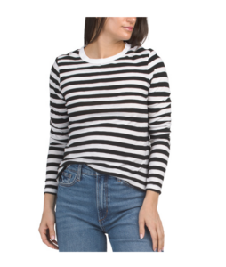 Image of sale on Dani Striped Tee with Supima Cotton Trim