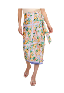 Image of sale on Lemon Wrap Skirt in Satin