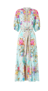Image of sale on Bazaar Blooms Puff-sleeve Midi Shirtdress
