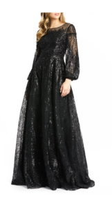 Image of sale on Jewel Encrusted Illusion Long Sleeve a Line Gown