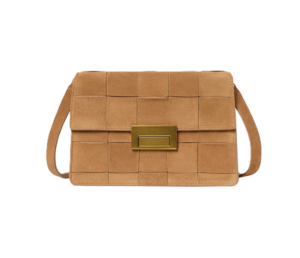 Image of sale on Delphine Woven Suede Crossbody Bag