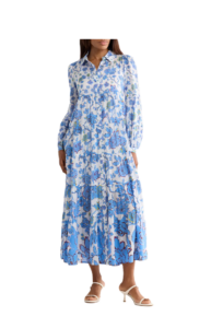 Image of sale on Kiara Floral Long Sleeve Tiered Shirtdress