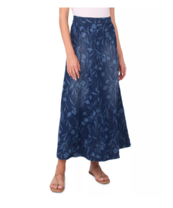 Image of sale on Women’s Smocked Waist Seamed Maxi Denim Skirt