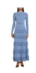 Image of sale on Tiered Fringe Long-sleeve Maxi Dress