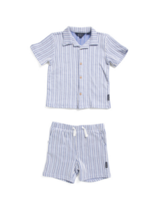 Image of sale on Little Boys 2pc Woven Striped Shirt and Matching Shorts Set