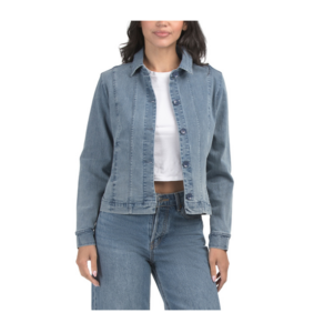 Image of sale on Cropped Jean Jacket with Seamed Accents
