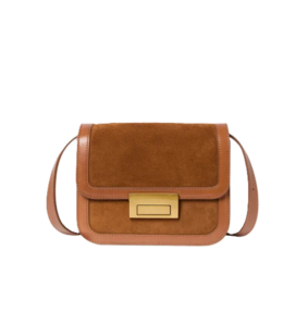 Image of sale on Desi Flap Suede and Leather Crossbody Bag