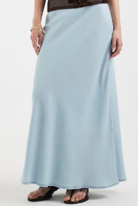 Image of sale on Chambray Denim Maxi Skirt in Light Blue
