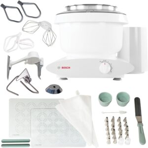 Image of sale on Bosch Universal Plus Stand Mixer with Nutrimill Baker’s Pack Accessory Bundle Including Bowl Scraper, Cookie, and Cake Paddles