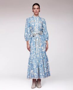 Image of sale on Women’s Belted Puff-shoulder Maxi Dress
