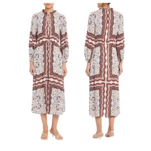 Image of sale on Berkshire Paisley Long-sleeve Midi Dress