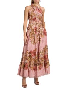 Image of sale on Sula Floral Cotton Tie-waist Maxi Shirtdress