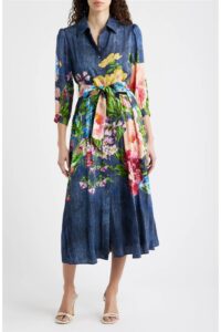 Image of sale on The Johanna Floral & Denim Print Dress