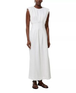Image of sale on Linen Blend Pintuck Midi Dress
