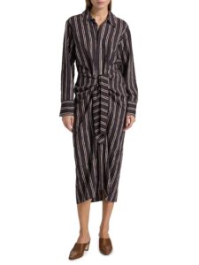 Image of sale on Mila Striped Midi-shirtdress