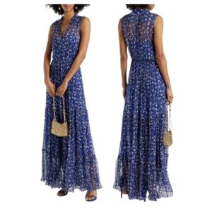 Image of sale on Alexia Gathered Floral-print Silk-georgette Maxi Dress