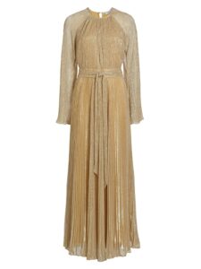 Image of sale on Metallic Belted Pleated Gown