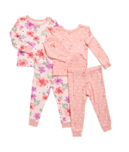 Image of sale on Infant Girls 4pc Super Soft Pajama Tops and Pants Set