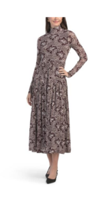 Image of sale on Rochelle Fleur Pleated Mock Neck Dress