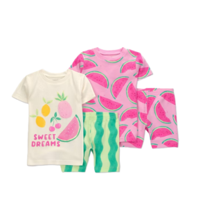 Image of sale on Baby Girls’ 4pc Short Sleeve Watermelon Cotton Pajama Set