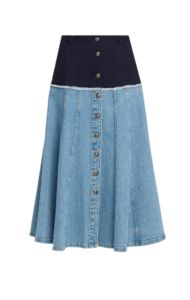 Image of sale on Veena Colorblock Denim Midi Skirt