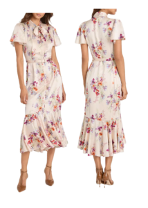 Image of sale on Iris Bouquet Willow Tie Neck Midi Dress
