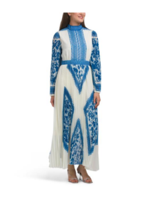 Image of sale on Long Sleeve Pleated Skirt Maxi Dress